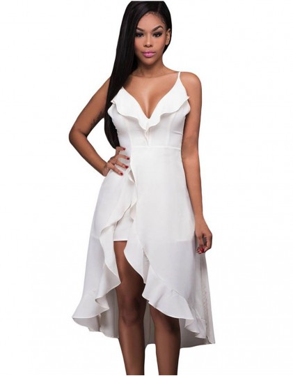 Rochie Midi Alba cu Volanase Rochie Midi Alba cu Volanase